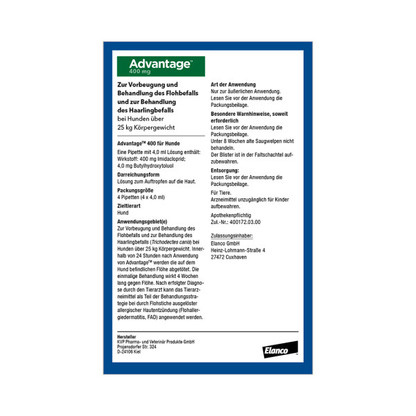 ADVANTAGE 400 Lösung Pipetten f.Hunde ab 25 kg