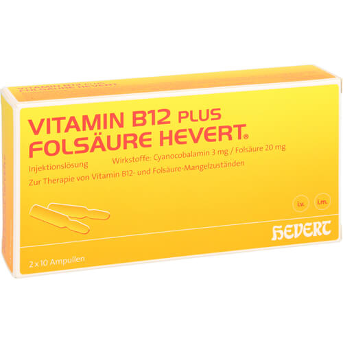 VITAMIN B12 PLUS Folsäure Hevert a 2 ml Ampullen