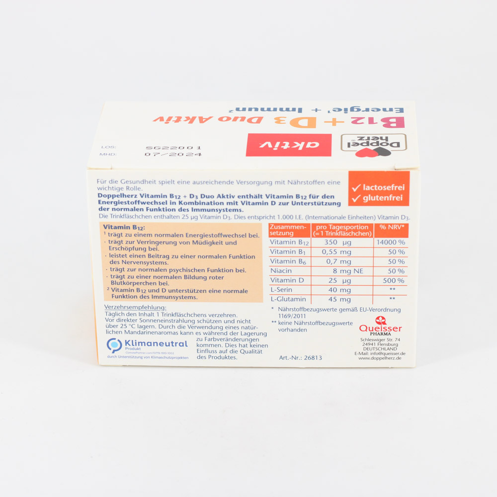 DOPPELHERZ B12+D3 Duo Aktiv Trinkampullen