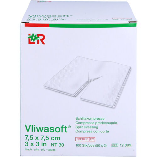 VLIWASOFT Schlitzkompressen 7,5x7,5 cm steril 4l.