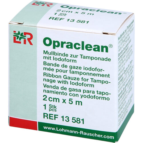 OPRACLEAN Mullbinde z.Tampon.m.Jodoform 2 cmx5 m